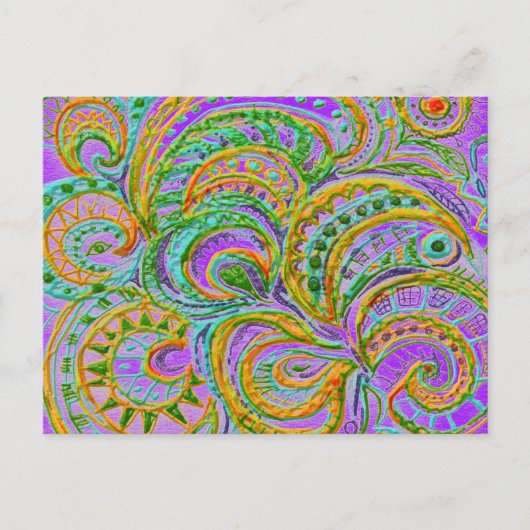 フォークアートファンタジーパターン ポストカード (正面)