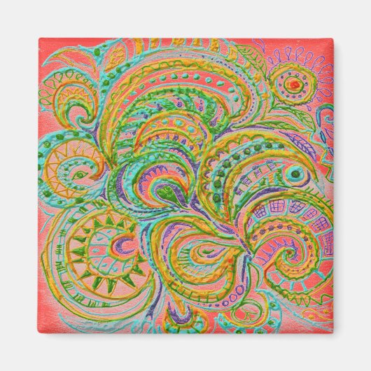 フォークアートファンタジーパターン マグネット (正面)