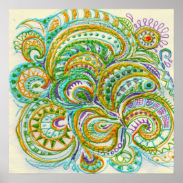 フォークアートファンタジープリント ポスター