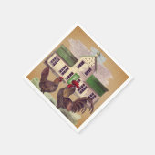 フォークアートファーミヤードチキンズ素朴デザイン スタンダードカクテルナプキン (角)