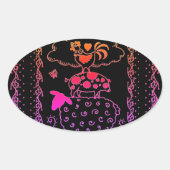 フォークアートファーム動物ヒツジ、ブタ、オンドリ 楕円形シール (正面)