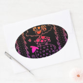 フォークアートファーム動物ヒツジ、ブタ、オンドリ 楕円形シール (封筒)