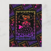 フォークアートファーム動物羊の豚の鶏初期の屋 ポストカード (正面)