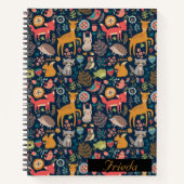 フォークアートフォレストフレンズパーソナライズされた物語 ノートブック (正面)