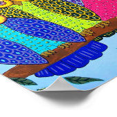 フォークアートフクロウプリント ポスター (角)