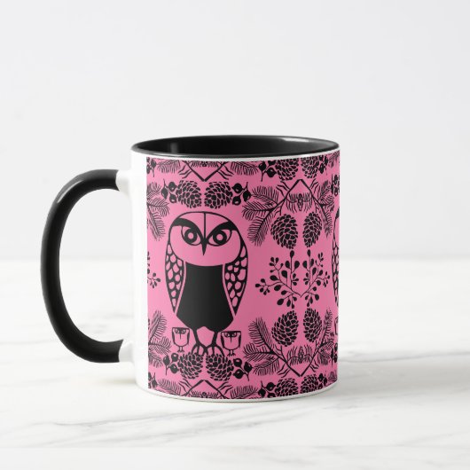 フォークアートフクロウプリント マグカップ (左)