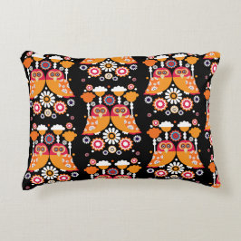 フォークアートフクロウ アクセントクッション