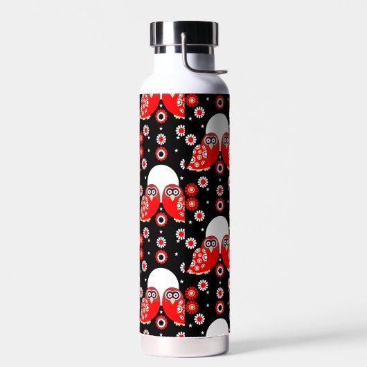 フォークアートフクロウ ウォーターボトル (左面)