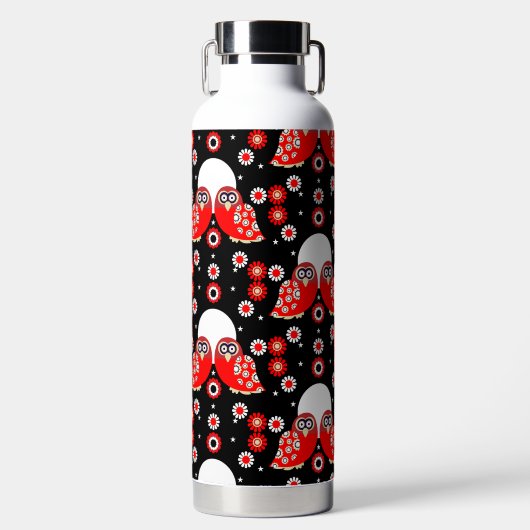 フォークアートフクロウ ウォーターボトル (正面)