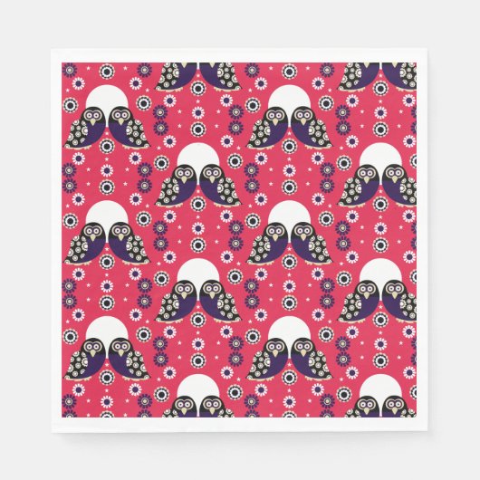 フォークアートフクロウ スタンダードランチョンナプキン (正面)