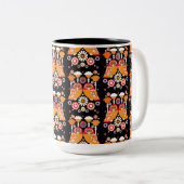 フォークアートフクロウ ツートーンマグカップ (正面右)