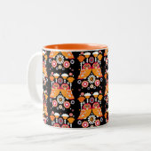 フォークアートフクロウ ツートーンマグカップ (正面左)