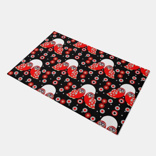 フォークアートフクロウ ドアマット (アングル)