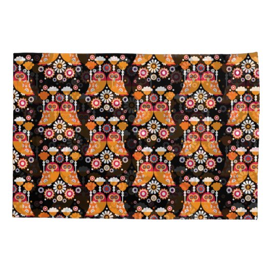 フォークアートフクロウ 枕カバー (裏面)