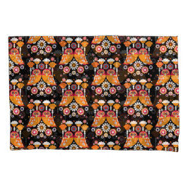 フォークアートフクロウ 枕カバー