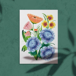 フォークアートフラワーズメタルウォールアート メタルプリント