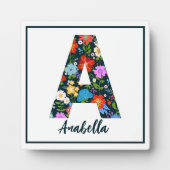 フォークアートフラワーズモノグラムレターテーブルトップ フォトプラーク (正面)