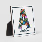 フォークアートフラワーズモノグラムレターテーブルトップ フォトプラーク (正面)