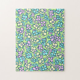 フォークアートフラワーズ春グリーンパステルカラー ジグソーパズル