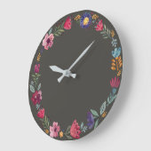 フォークアートフラワーズII壁時計 ラージ壁時計 (傾斜)
