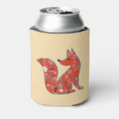 フォークアートフラワーパターンキツネ パーソナライズされた 缶クーラー (缶裏面)