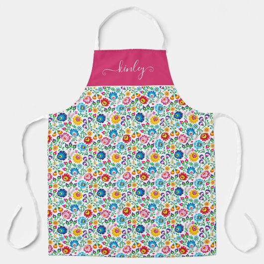 フォークアートフラワーパターン2 エプロン (正面)