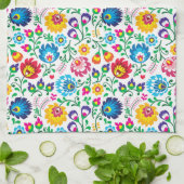 フォークアートフラワーパターン2 キッチンタオル (折り畳み)