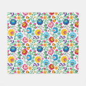 フォークアートフラワーパターン2 フリースブランケット (正面(横))