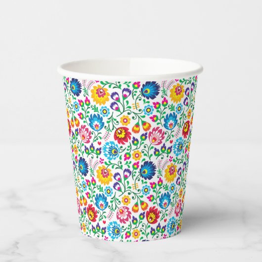 フォークアートフラワーパターン2 紙コップ (左)