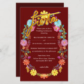 フォークアートフラワーフェスタ結婚式招待状ボダ (正面/裏面)
