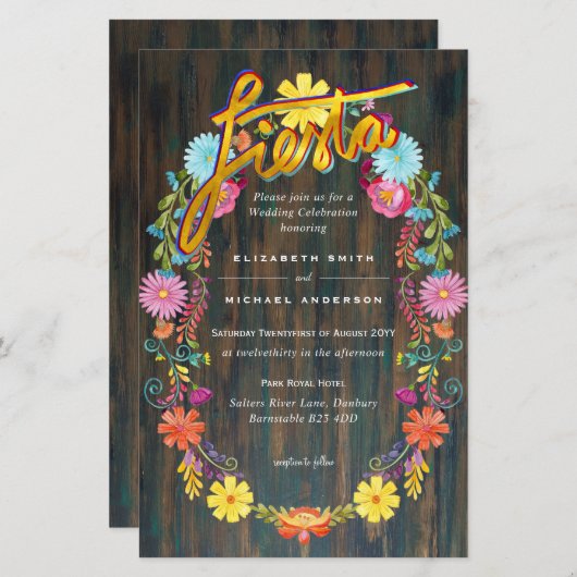 フォークアートフラワーフェスタ結婚式招待状ボダ (正面/裏面)