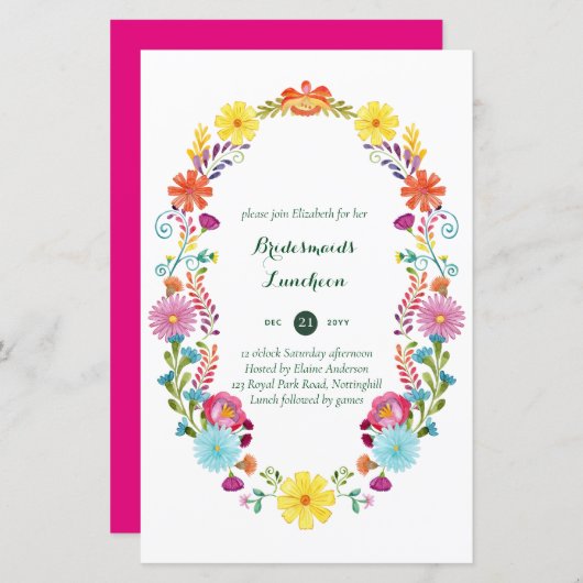 フォークアートフラワーフェスタ結婚式招待状ボダ (正面/裏面)