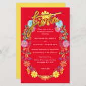 フォークアートフラワーフェスタ結婚式招待状ボダ (正面/裏面)