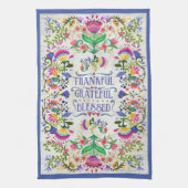 フォークアートフラワー |ありがとうありがたく、感謝し賛美た。 キッチンタオル (縦)