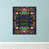 フォークアートフラワー |ありがとうありがたく、感謝し賛美た。 キャンバスプリント (インサイチュ (ウッドフロア))