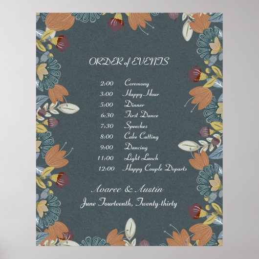 フォークアートフレーム（ブルーブラウンタン） ポスター (正面)