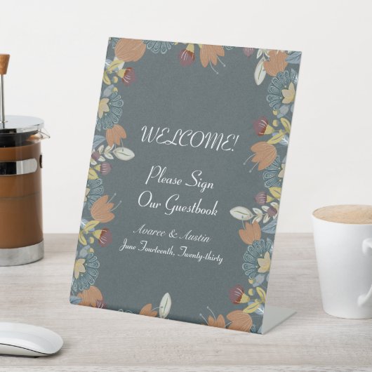 フォークアートフレーム(ブルーブラウンタン) 台座サイン (インサイチュ)