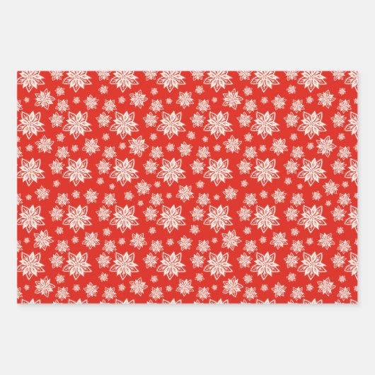 フォークアートフローラクリスマスポインセチア3セット ラッピングペーパーシート (正面2)