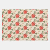 フォークアートフローラクリスマスポインセチア3セット ラッピングペーパーシート (正面)