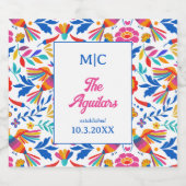 フォークアートフローラフィエスタモノグラム結婚ズデコール スパークリングワインラベル (シングルラベル)