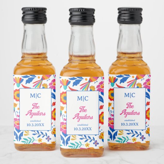 フォークアートフローラフィエスタモノグラム結婚式の引き出物 リキュールボトルラベル (ボトル)