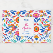 フォークアートフローラフィエスタモノグラム結婚式の引き出物 リキュールボトルラベル (シングルラベル)