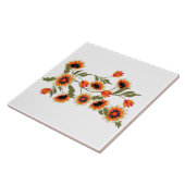 フォークアートフローラルパターンレッドオレンジグリーン植物学 タイル (側面)