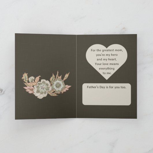 フォークアートフローラ独身のハート母の父の日 カード (内部)