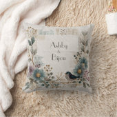 フォークアートフローラ結婚バード クッション (ブランケット)