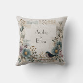 フォークアートフローラ結婚バード クッション (裏面)