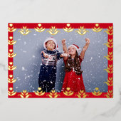 フォークアートフローラ縁どキュイコージークリスマス素朴 箔シーズンカード (正面)