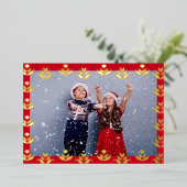 フォークアートフローラ縁どキュイコージークリスマス素朴 箔シーズンカード (立ち正面)