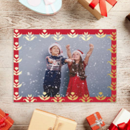 フォークアートフローラ縁どキュイコージークリスマス素朴 箔シーズンカード