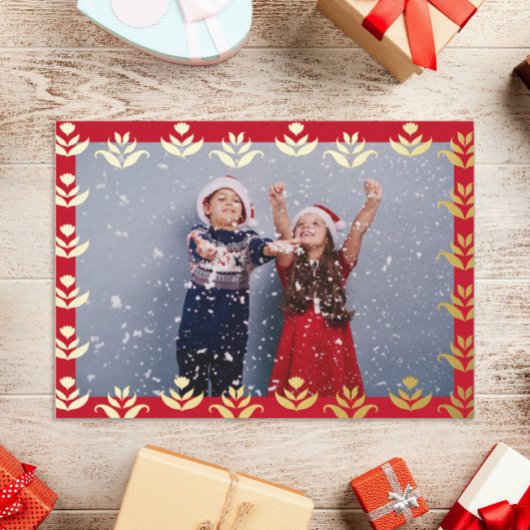 フォークアートフローラ縁どキュイコージークリスマス素朴 箔シーズンカード